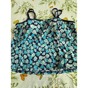 It Figures! Womens Floral Tankini Swim Top 18W Blue/White